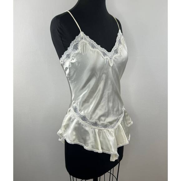 VTG Woolite Sheri Gregory White Silky Satin Lace Teddy Ruff Bodysuit Lingerie S - Picture 3 of 7